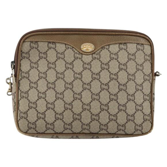 GUCCI GG Plus Supreme Shoulder Bag PVC Leather Beige Gold Auth BA6237 - Picture 13 of 16